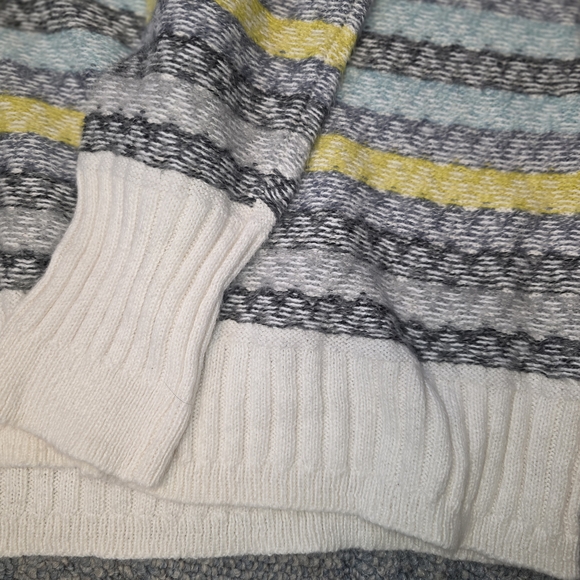 Striped Turtleneck Sweater - Yellow, Blue, Gray - Picture 2 of 5